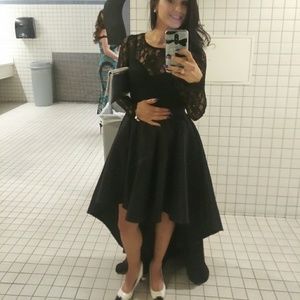 High Low lace top Black Dress.